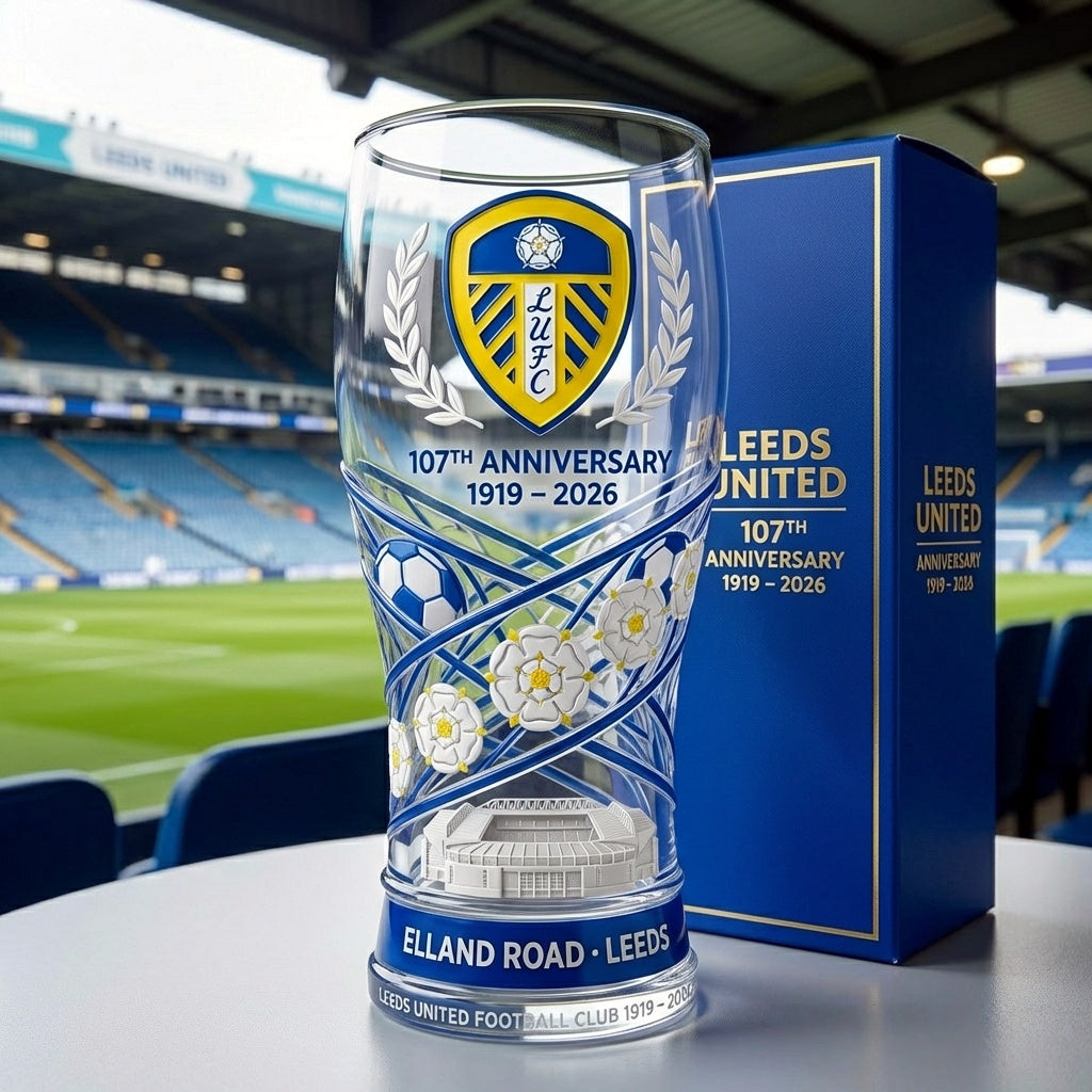 Leeds United 107 Years Commemorative Glass