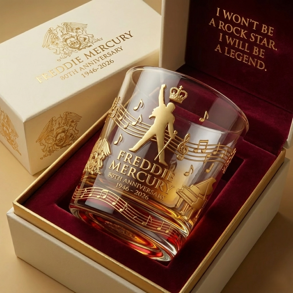 Freddie Mercury 80th Anniversary Commemorative Whiskey Glass