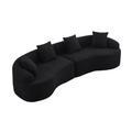 LY-025 Black Chenille Curved Modular Sectional Sofa with High-Density Foam, 110''L