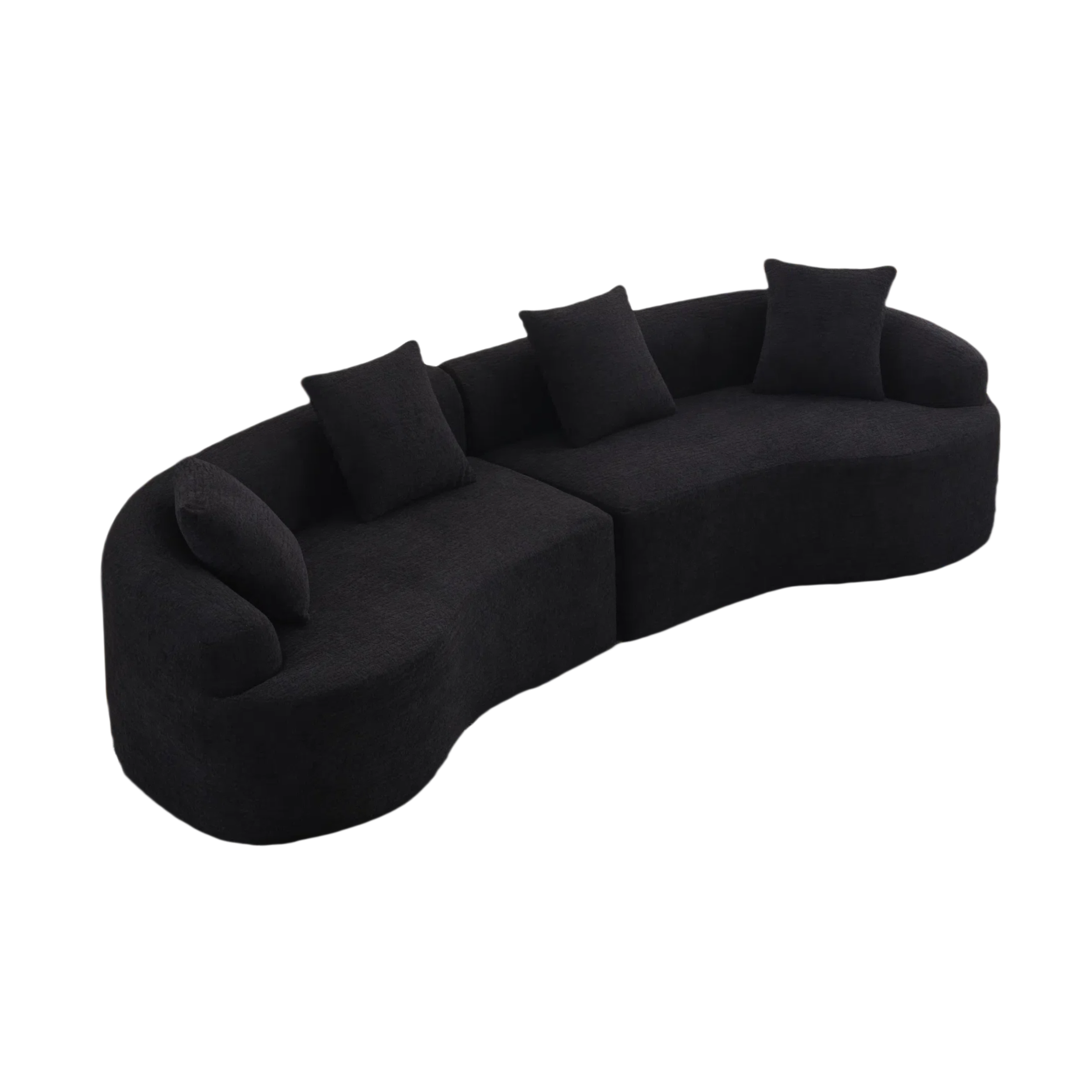 LY-025 Black Chenille Curved Modular Sectional Sofa with High-Density Foam, 110''L