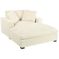 Oversized Chaise Lounge Chair with Solid Wood Legs and Soft Upholstery, Beige