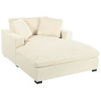 Oversized Chaise Lounge Chair with Solid Wood Legs and Soft Upholstery, Beige