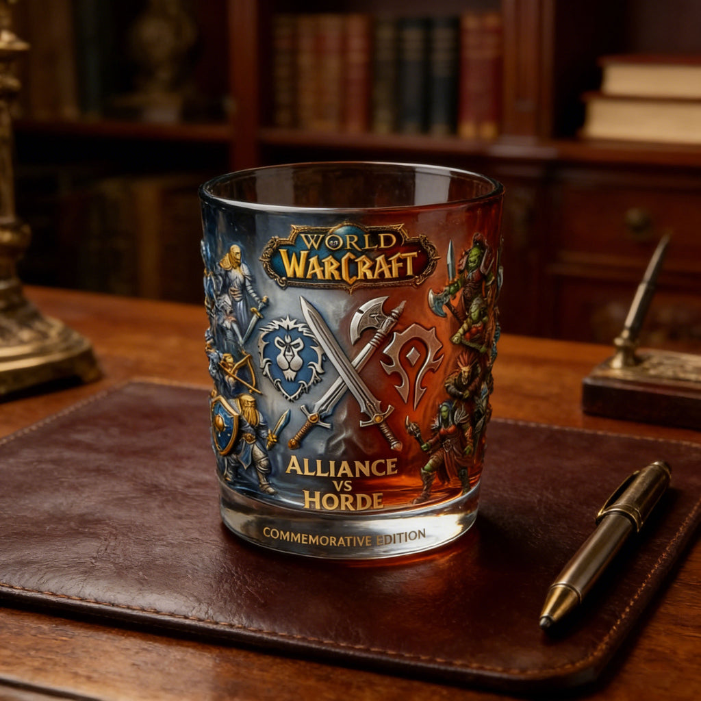 World Of Warcraft Alliance Vs Horde Whiskey Glass