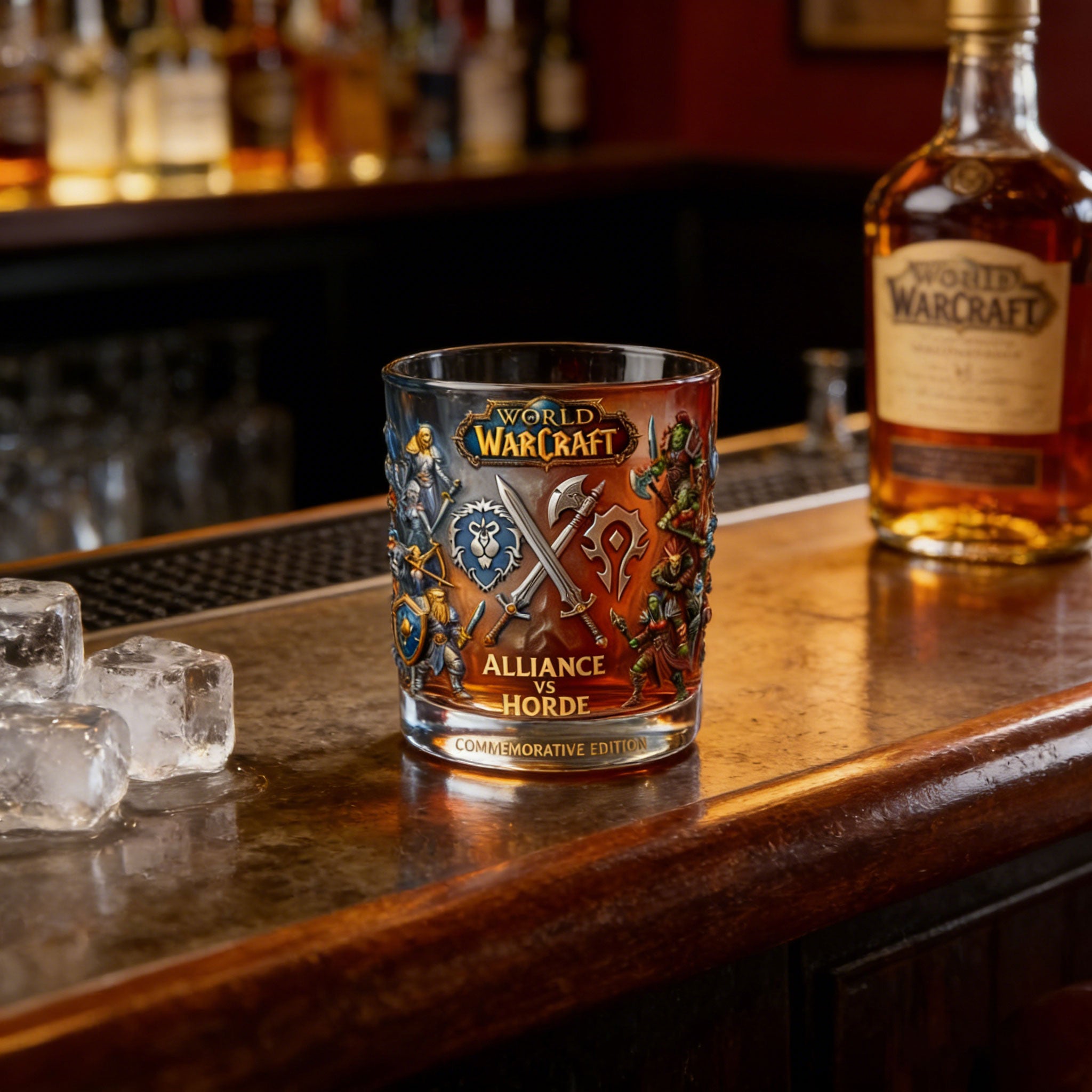 World Of Warcraft Alliance Vs Horde Whiskey Glass