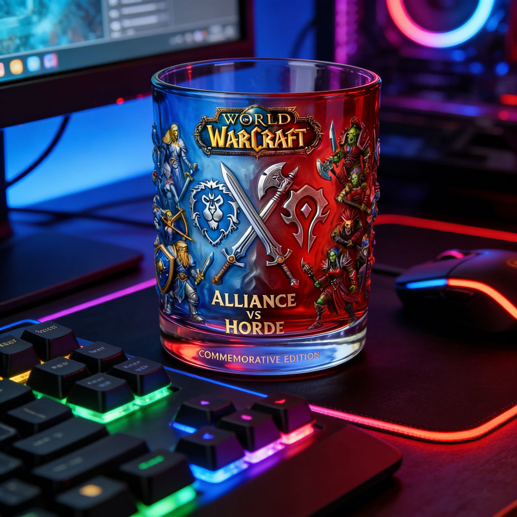 World Of Warcraft Alliance Vs Horde Whiskey Glass