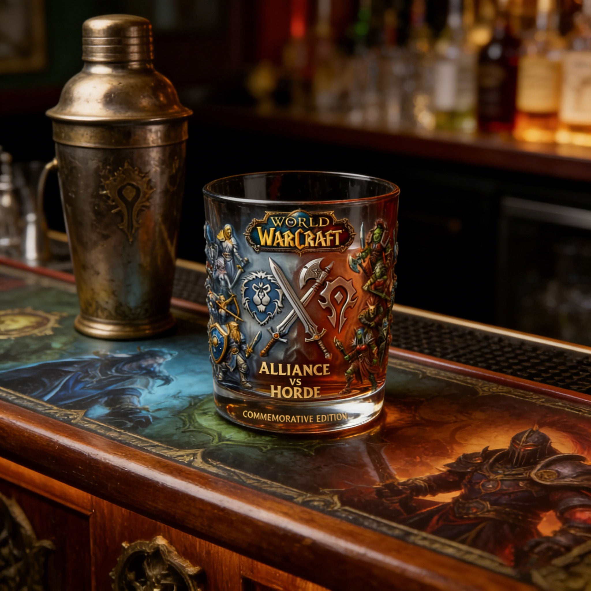World Of Warcraft Alliance Vs Horde Whiskey Glass