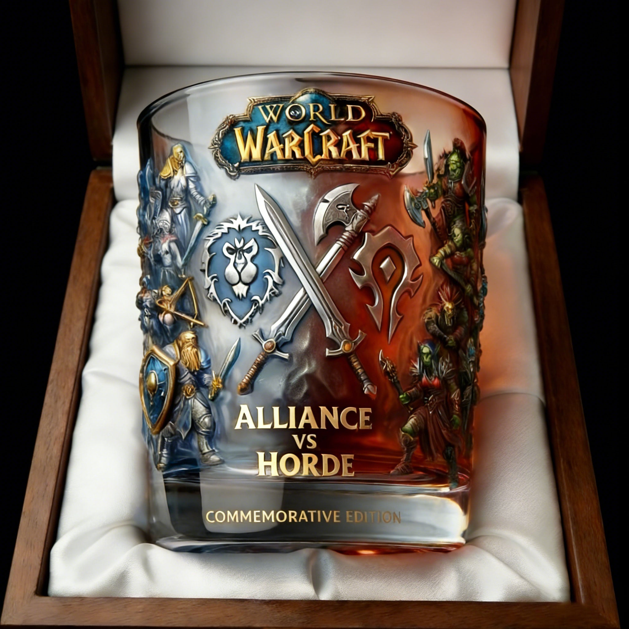 World Of Warcraft Alliance Vs Horde Whiskey Glass