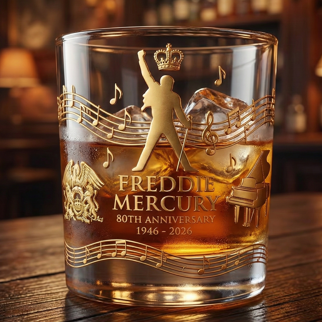Freddie Mercury 80th Anniversary Commemorative Whiskey Glass
