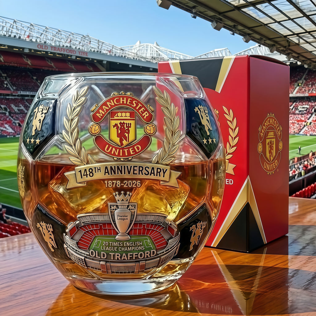 Manchester United 148th Anniversary Commemorative Football Whisky Glass