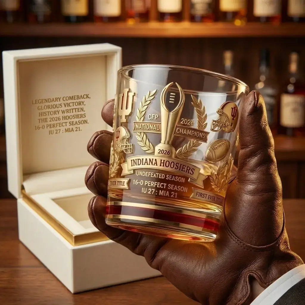 Indiana Hoosiers 2026 CFP National Champions Commemorative Whiskey Glass