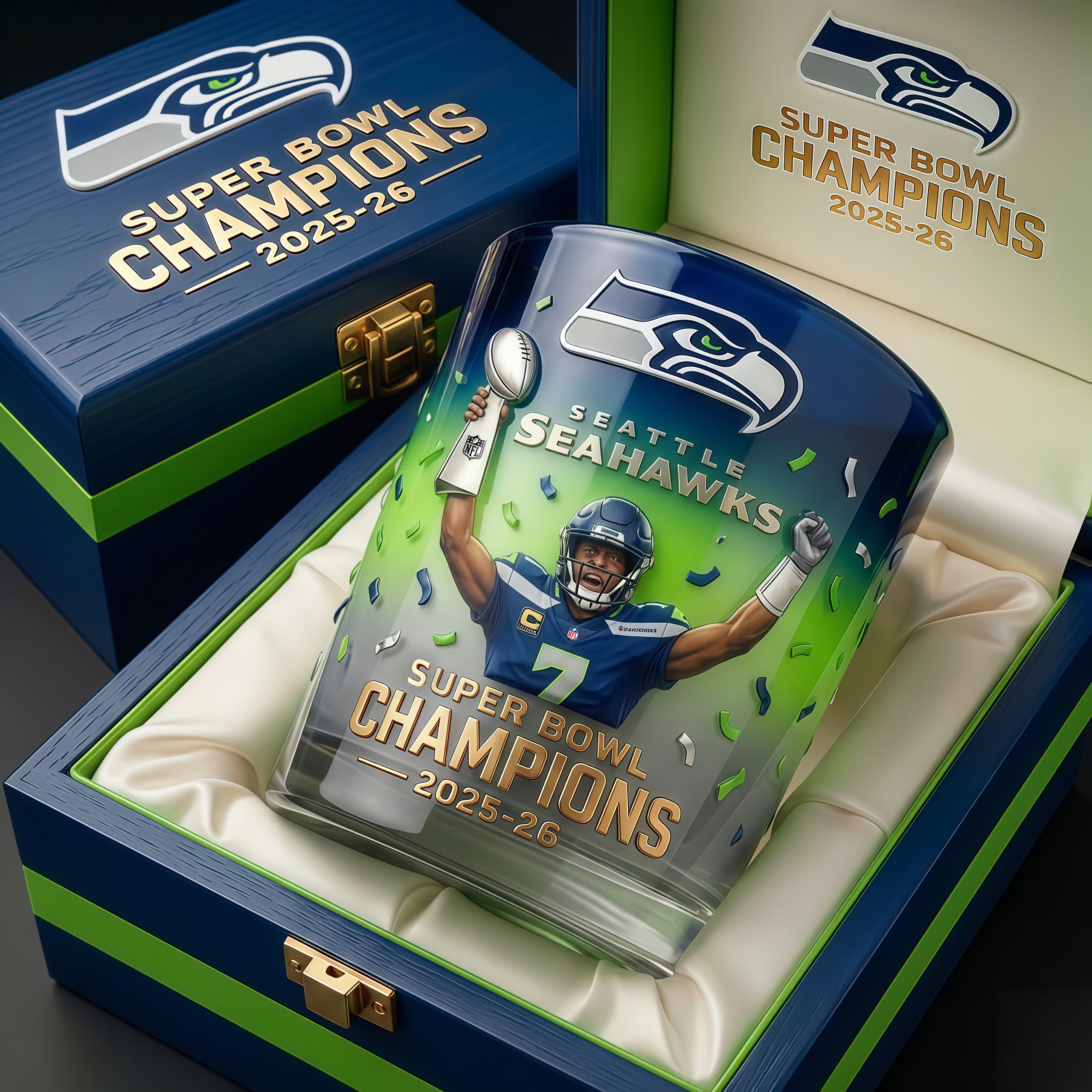 Seattle Seahawks Super Bowl Champions Glass 2025-26